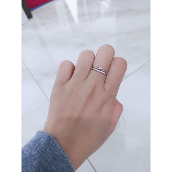 cincin bulan bintang +infinity  mp listring 1 brs/ cincin perak asli silver 925 lapis emas