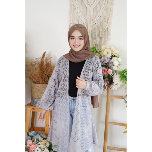 CARDI BURKAT/CARDIGAN PANJANG/LENGAN BALON/CARDI BALON