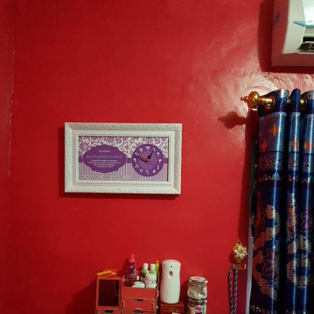 Hiasan Jam Dinding Kaligrafi Doa Pernikahan Custom Warna Ungu Uk 20x40
