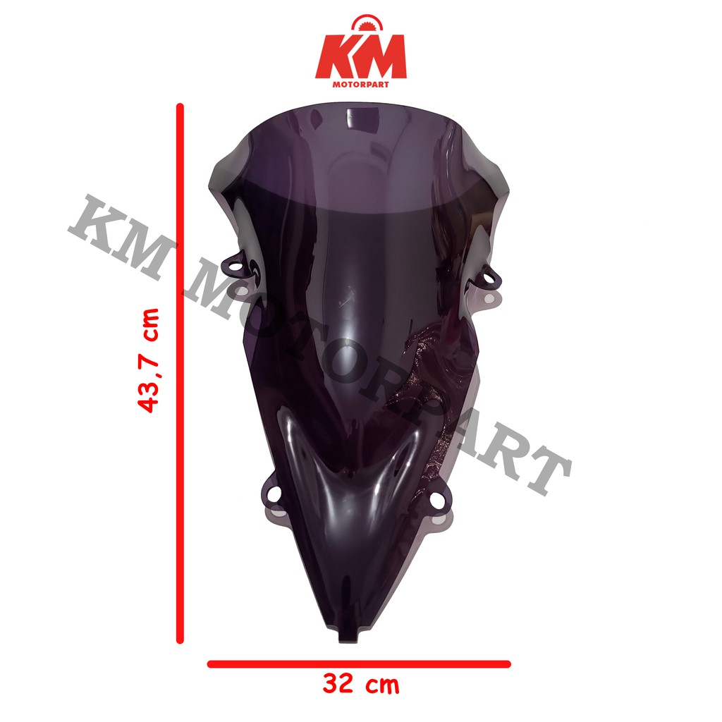 Visor CBR 150r Facelift 2017 2018 Jenong Tebal 3 mm Tinggi 44 cm Hitam dan Bening