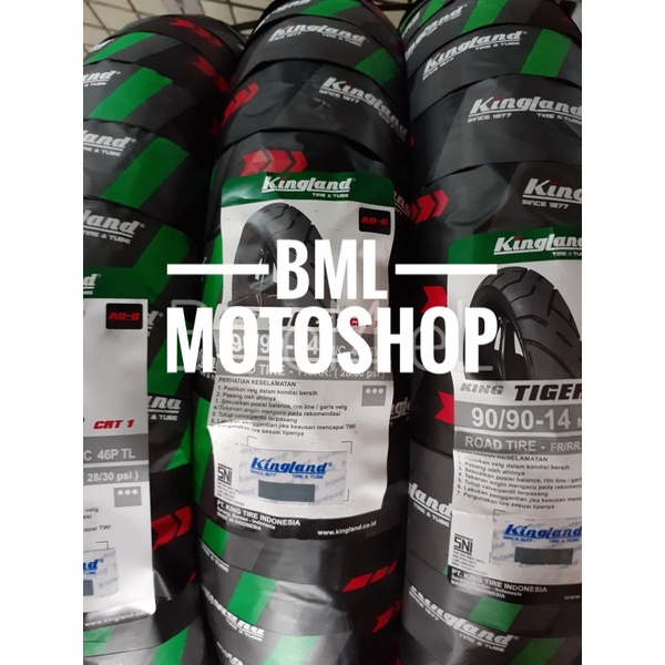 Ban Motor Tubeless Kingland 90/90-14 Tiger CRT Free Pentil Ban Motor Matic 90 90 Ring 14 Ban Luar Motor