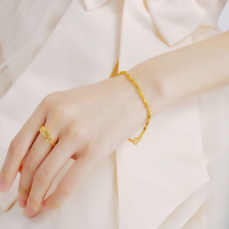 Perhiasan Gelang Lapis Emas 24K Fashion Wanita Korea