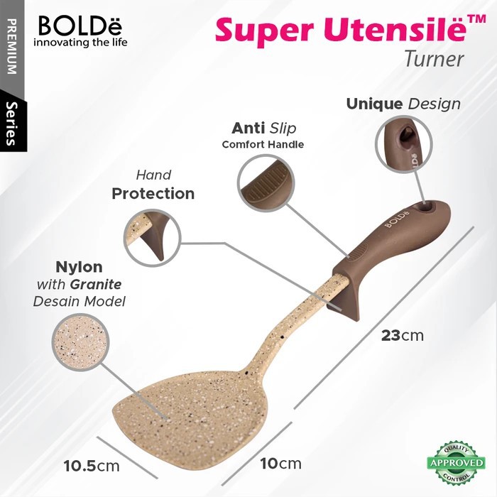 BOLDe Super UTENSILE Granite Series SPATULA Beige Alat Masak Sodet Dapur Nylon Food Grade