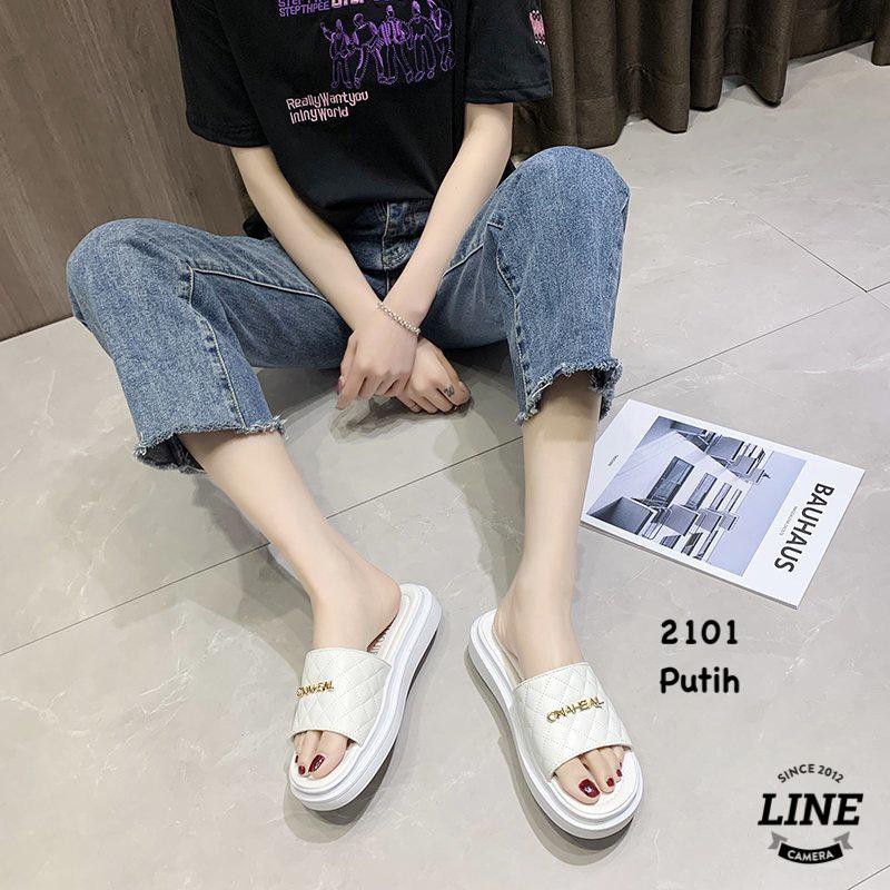 SANDAL WANITA SLIP ON FASHION KOREA SHOES 2101