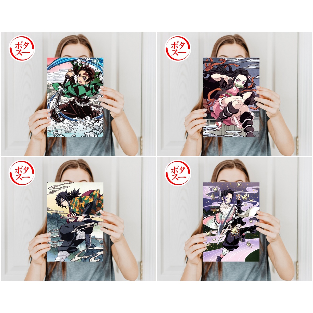 Koleksi Poster Anime Kimetsu no Yaiba / Demon Slayer A - Tanjirou Nezuko Zenitsu Inosuke Giyuu Shinobu Rengoku - Size A4+