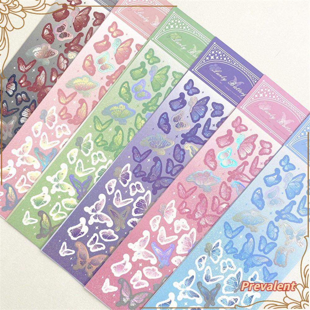 PREVALENT Cute Butterfly Sticker Kawaii Decorative Stickers Laser Christmas Gift Photo Album Happy Planning Stationery Scrapbooking Decor