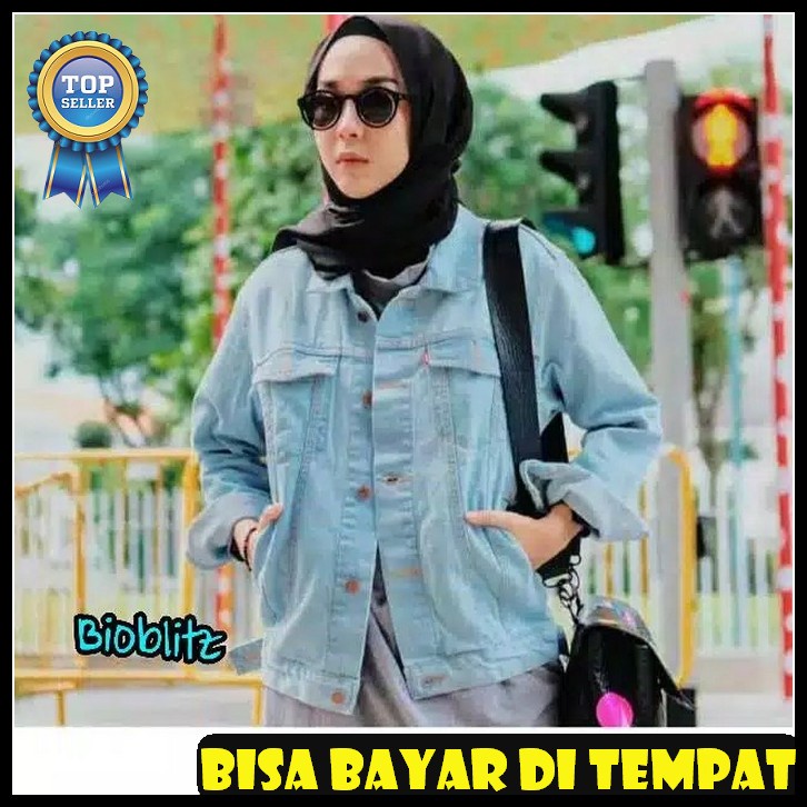 ● Jaket Jeans Cewek Kekinian, Oversize Crop Blackacid Jacket / De AG361 Jaket Jeans Oversize Wanita