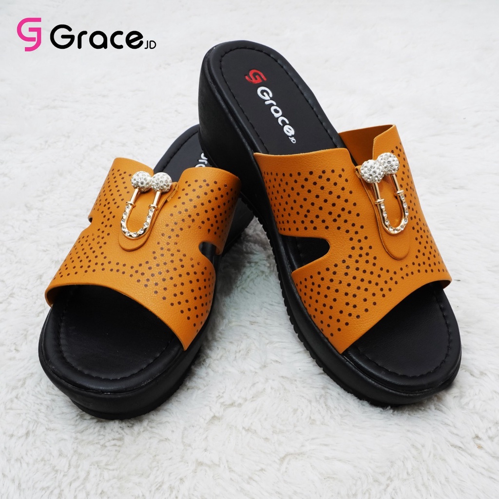 GRACE [SFL-401] Sendal Wedges Wanita Calbi/ Sandal Hak Tinggi Selop Kokop