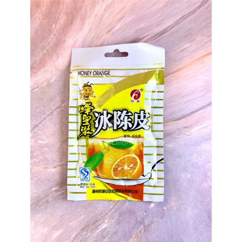 Bai Guo manisan kulit jeruk 25 gr / manisan kulit jeruk honey orange