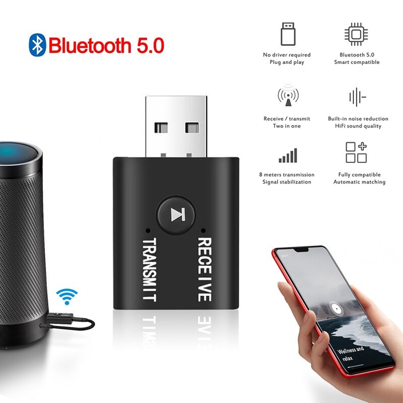 USB Dongle Bluetooth 5.0 Transmitter Receiver Audio Adapter -YET-TR6