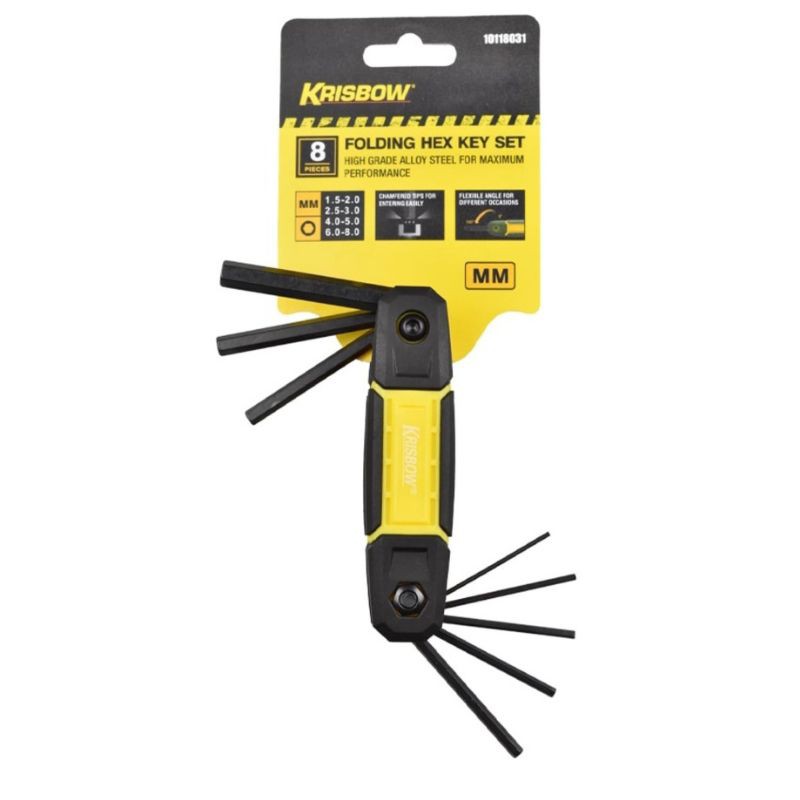 Krisbow Set Kunci L Lipat Hex 8 Pcs - kuning