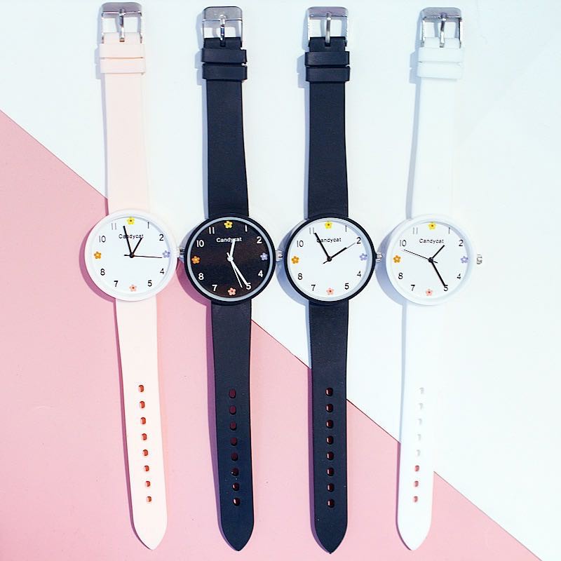 (GROSIRJAYA32) Jam Tangan Wanita HARAJUKU Bunga Korean Simple Casual / Jam Tangan CandyCat Bunga Gaya Korea Wanita