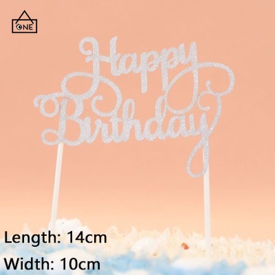 COD❤️Selamat Ulang Tahun Glitter Kertas Kue Topper Emas Silvery Surat Cupcake Dessert Dekorasi Birthday Supply A one