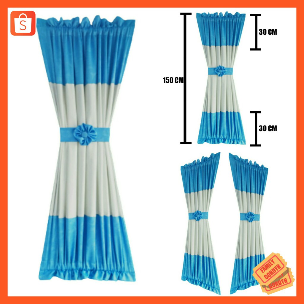 GORDEN JENDELA SPIRAL DUA WARNA TINGGI 150CM MINIMALIS PUTIH BIRU MUDA GORDENG HORDENG GORDYN TITAI