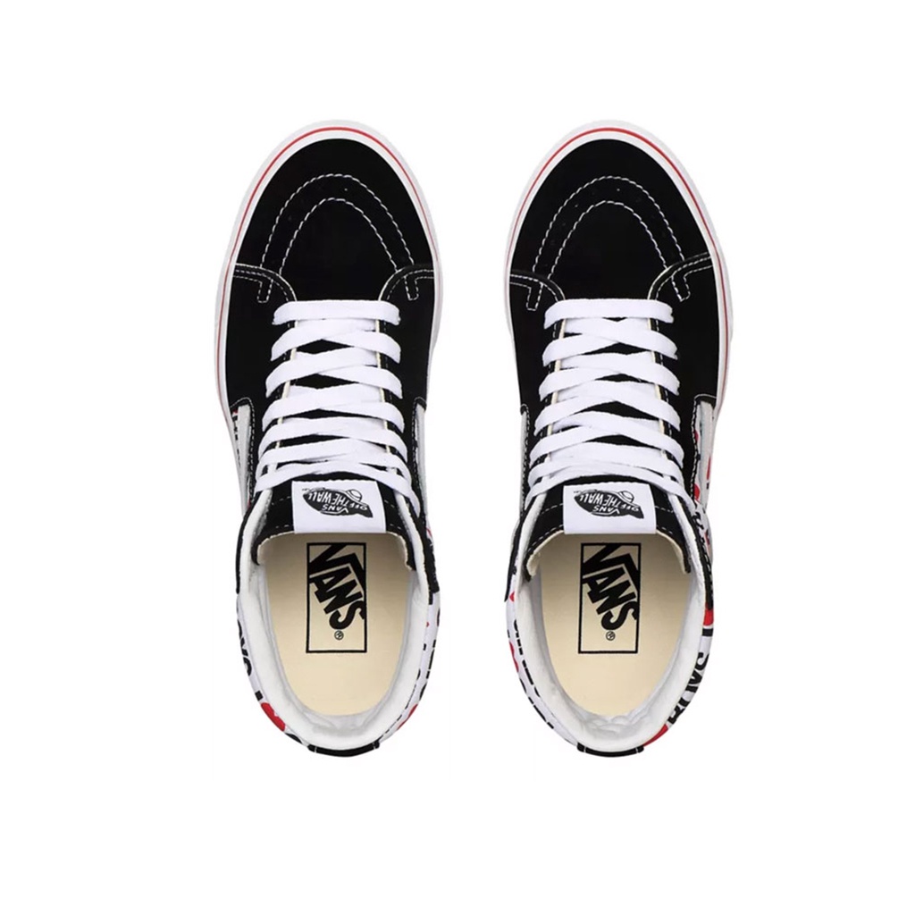 SEPATU VANS OFF THE WALL | SK8 HI I HEART BLACK TRUE WHITE