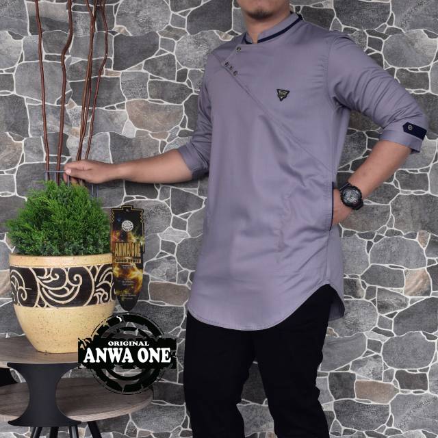 Baju Koko kurta original ANWA ONE  Kancing Samping