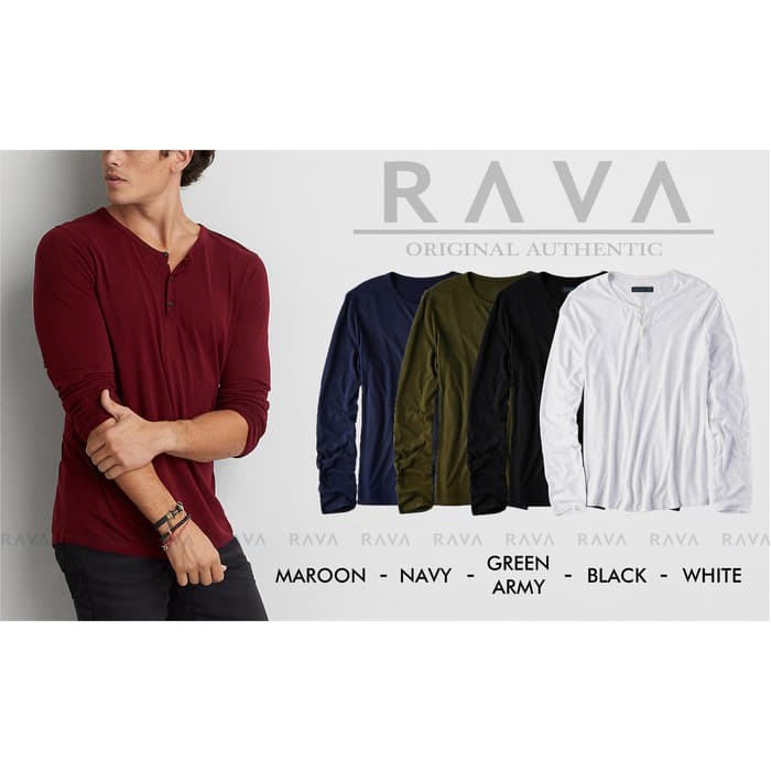  Baju Kaos Pria Henley Lengan Panjang  Misty    Save 39 