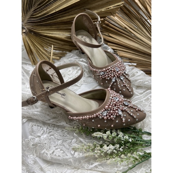 sepatu wedding wanita aila mocca tali 5cm lancip