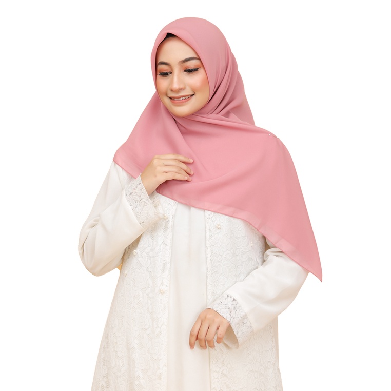Umama Scarf - Kerudung Polos Segi Empat Potton Square-pink dusty