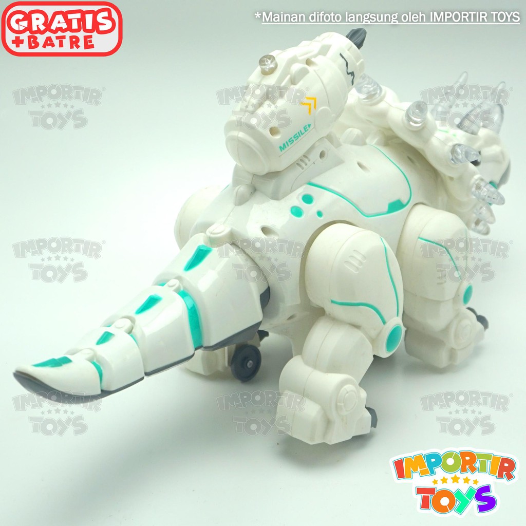 ROBOT DINOSAURUS PUTIH BATRE + MUSIK + LAMPU Bersenjata dan Kuat! IMPORTIR TOYS QUALITY