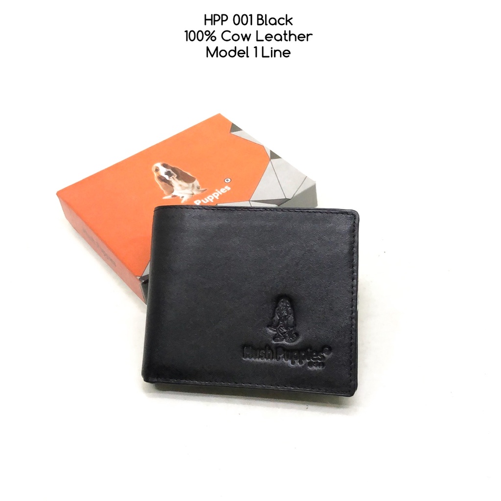 dompet pria hushpuppies 001 black kulit sapi asli dompet murah-black 1line