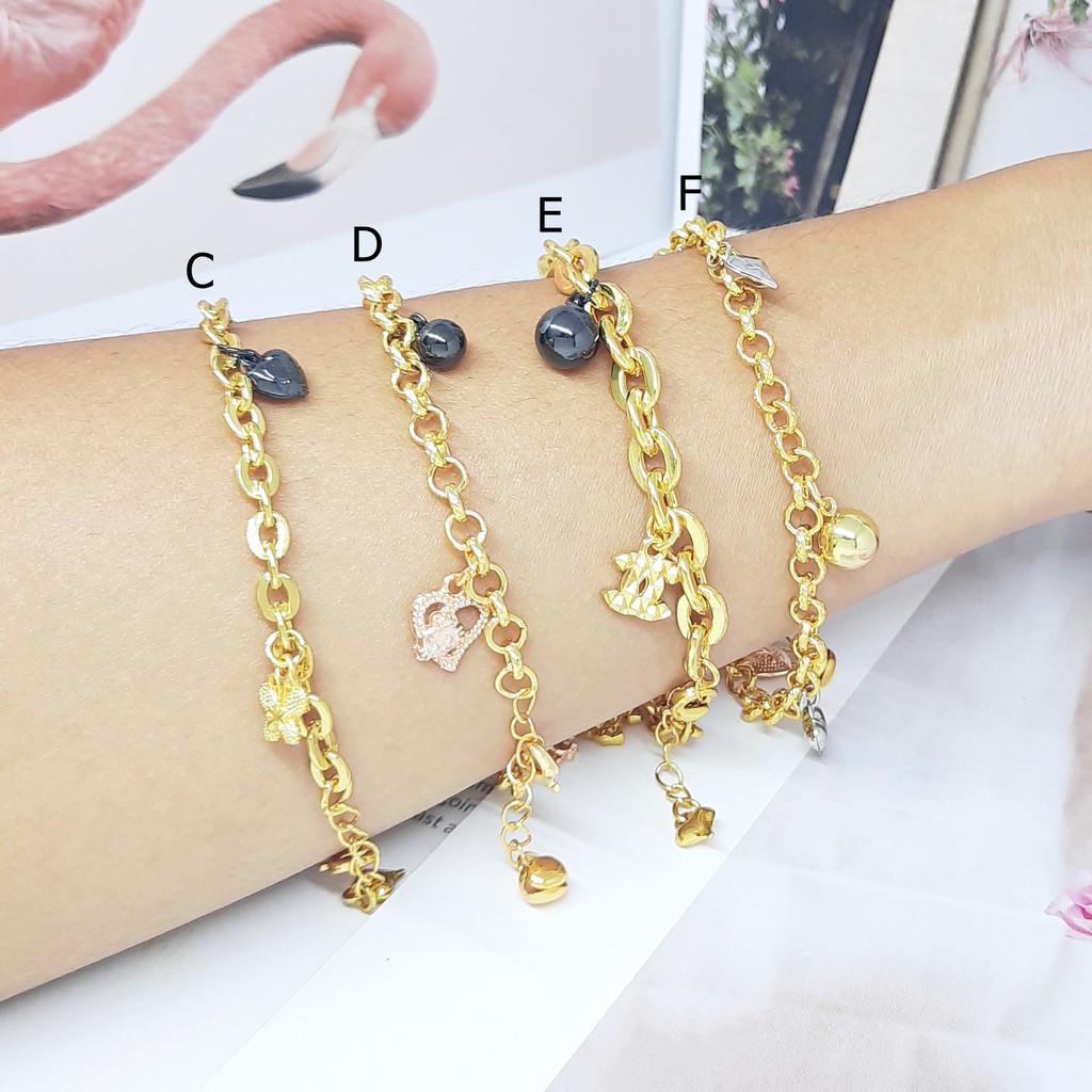 Gelang Xuping Rantai Bulat Rumbai Hati  Lapis Emas 18k - BB424