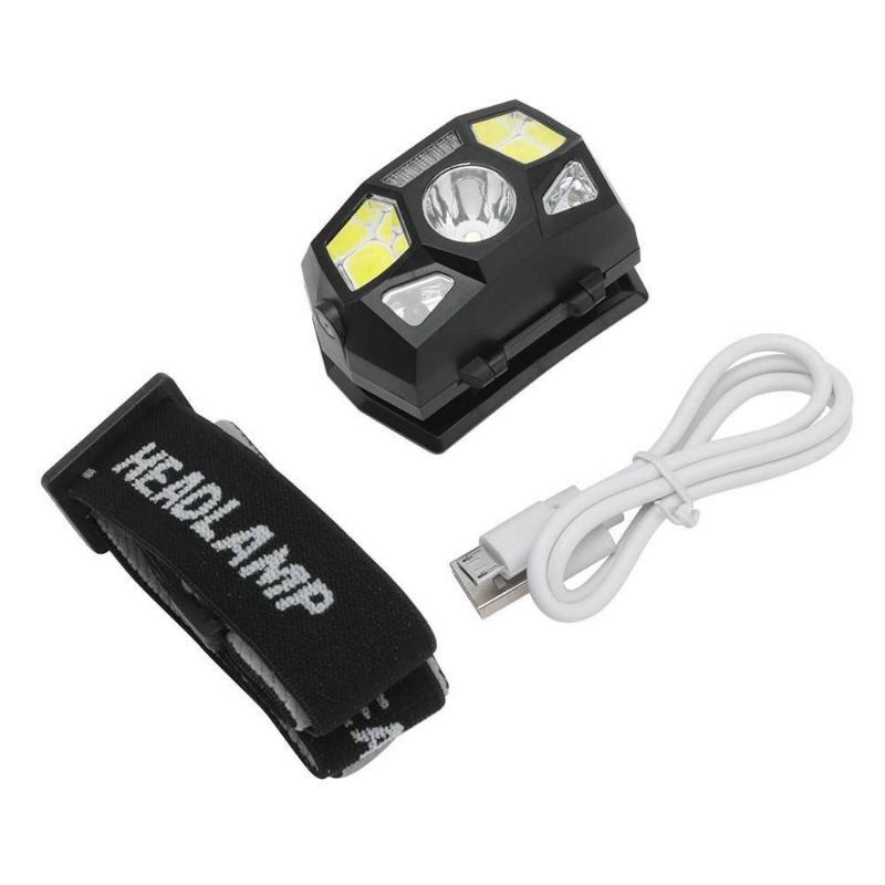 TaffLED Headlamp Lampu Kepala Mendaki Lampu Camping Rechargeable USB Motion XPE+COB 10000Lumens