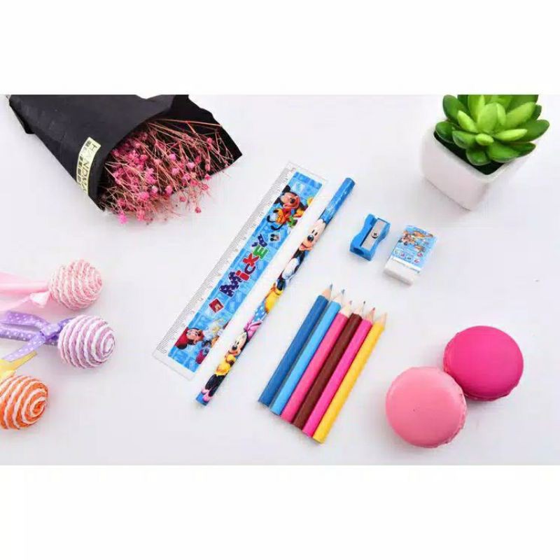 HH5 Alat Tulis + BONUS 6pcs pensil warna Peralatan Menulis Mewarnai Menggambar Melukis Edukasi TK SD