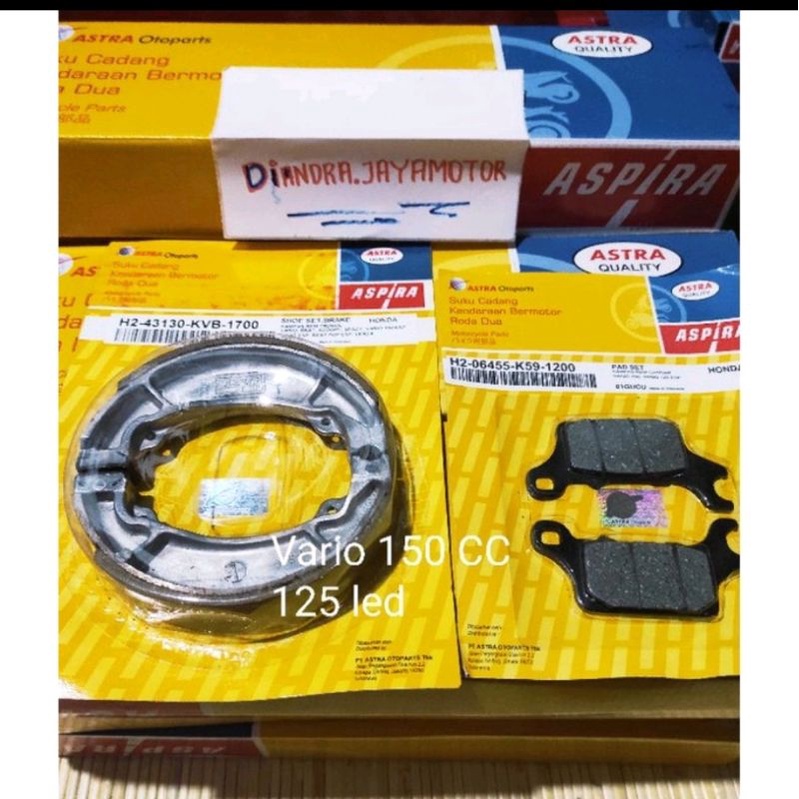 paket kampas rem matic Honda Vario 150 LED Honda Genio depan+ belakang 100% original by Aspira PT Astra otoparts