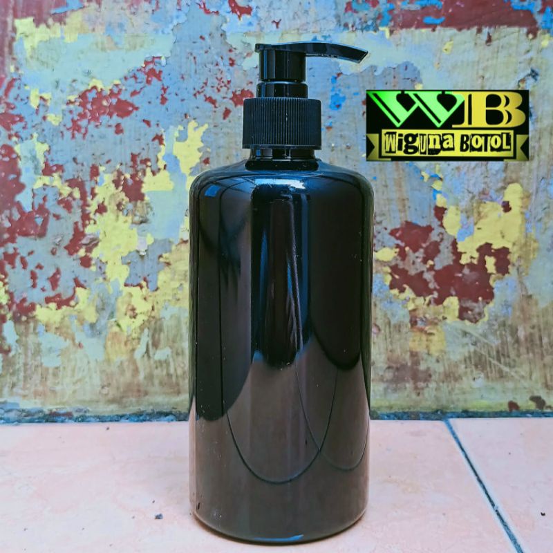 Botol Pump 500ml Hitam Neck 28 / Botol 500ml Hitam Neck 28 Tutup Pump Lotion Hitam Aesthetic