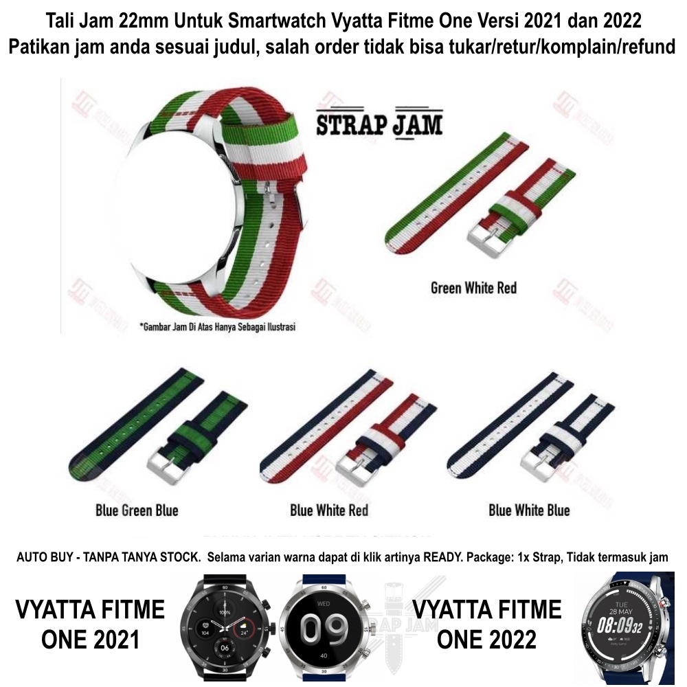 Tali Jam Tangan 22mm Watch Strap Vyatta Fitme One - Nylon 3 Baris