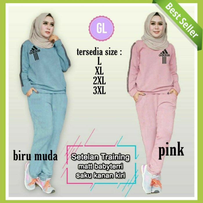 BAJU SENAM WANITA pendek legging aerobik FASHION Pakaian Sen 60343 traning set adidas/stelan o Q7S3