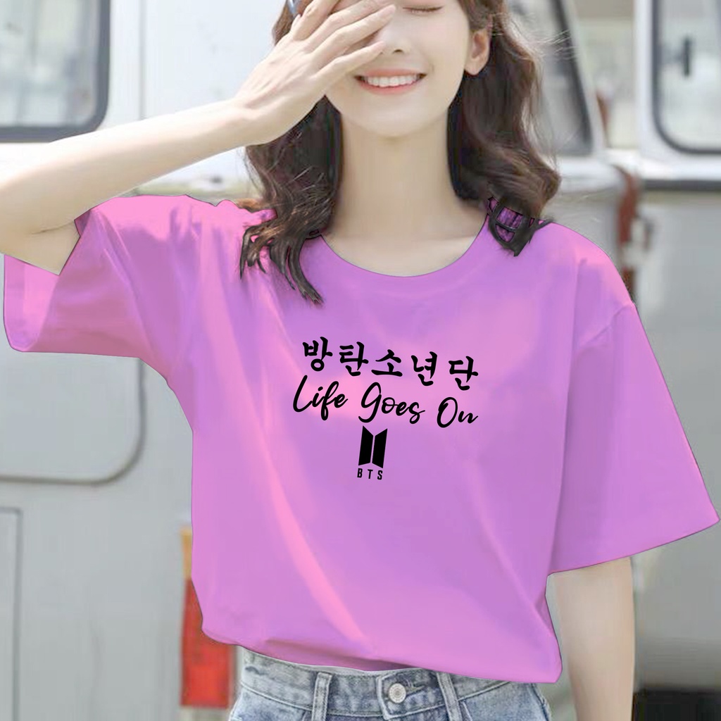 CALVIERO SHOP - BAJU KAOS ATASAN WANITA PRINT LIFE GOES ON KOREA