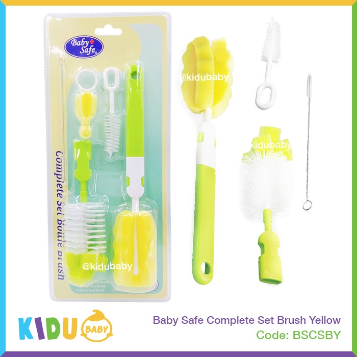 Baby Safe Sikat Botol Susu Bayi Anak Complete Set Brush Yellow Kidu Baby