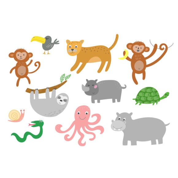 Jungle Animals Clip Art - Vector Designs