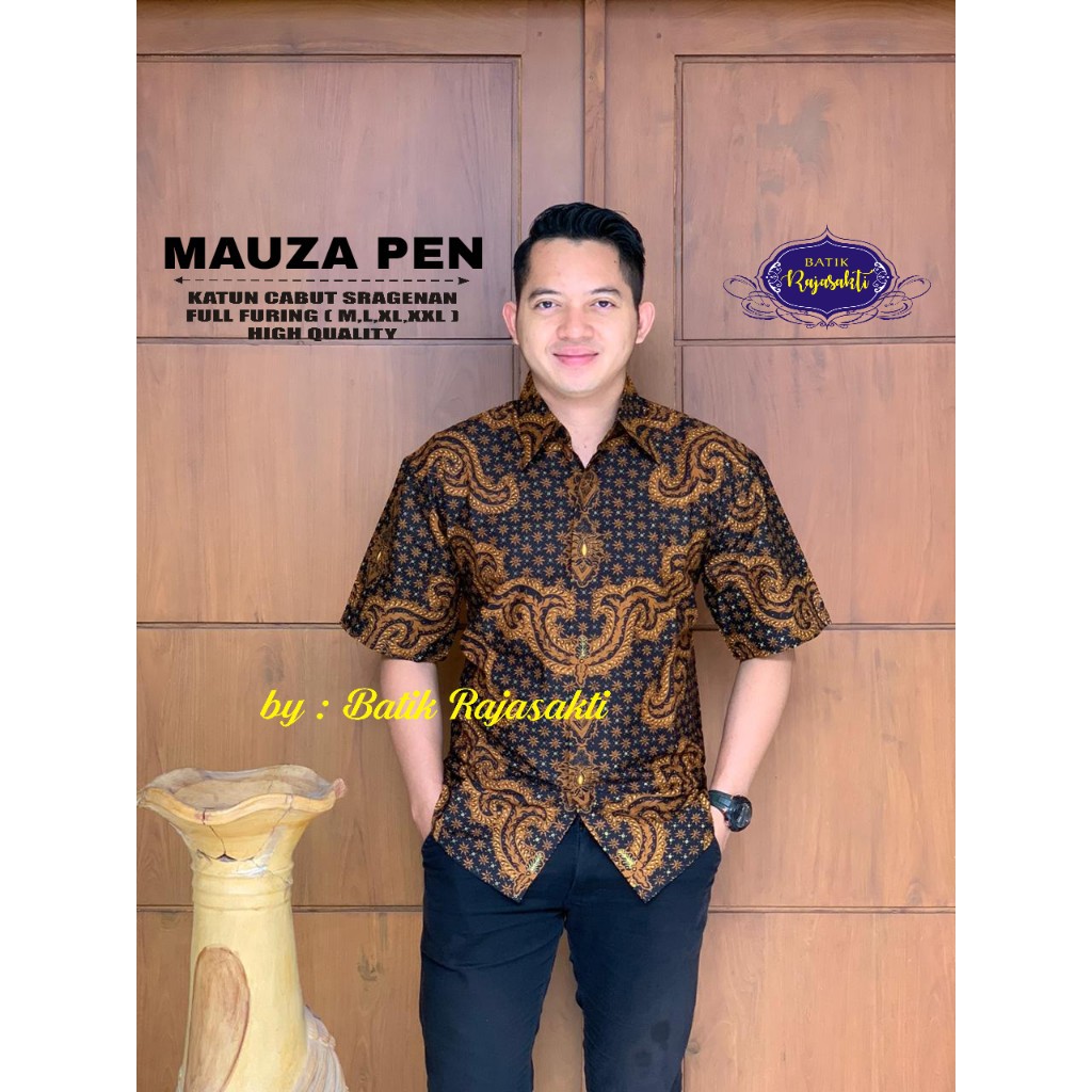 MAUZA RAJASAKTI KEMEJA BATIK SOLO PRIA LENGAN PENDEK LAPIS FURING ATASAN BATIK PREMIUM MODERN KATUN HALUS BAHUWIRYA  BANAMITRA BANAMITRA PUTIH BANGSAWAN BAYU PUTRA BERLIAN BIRU BHARATAYUDA BIMASENA BIRENDRA BIRU INDAH BRAHMAKERTA BRAHMAKERTA MERAH BUDIDRA