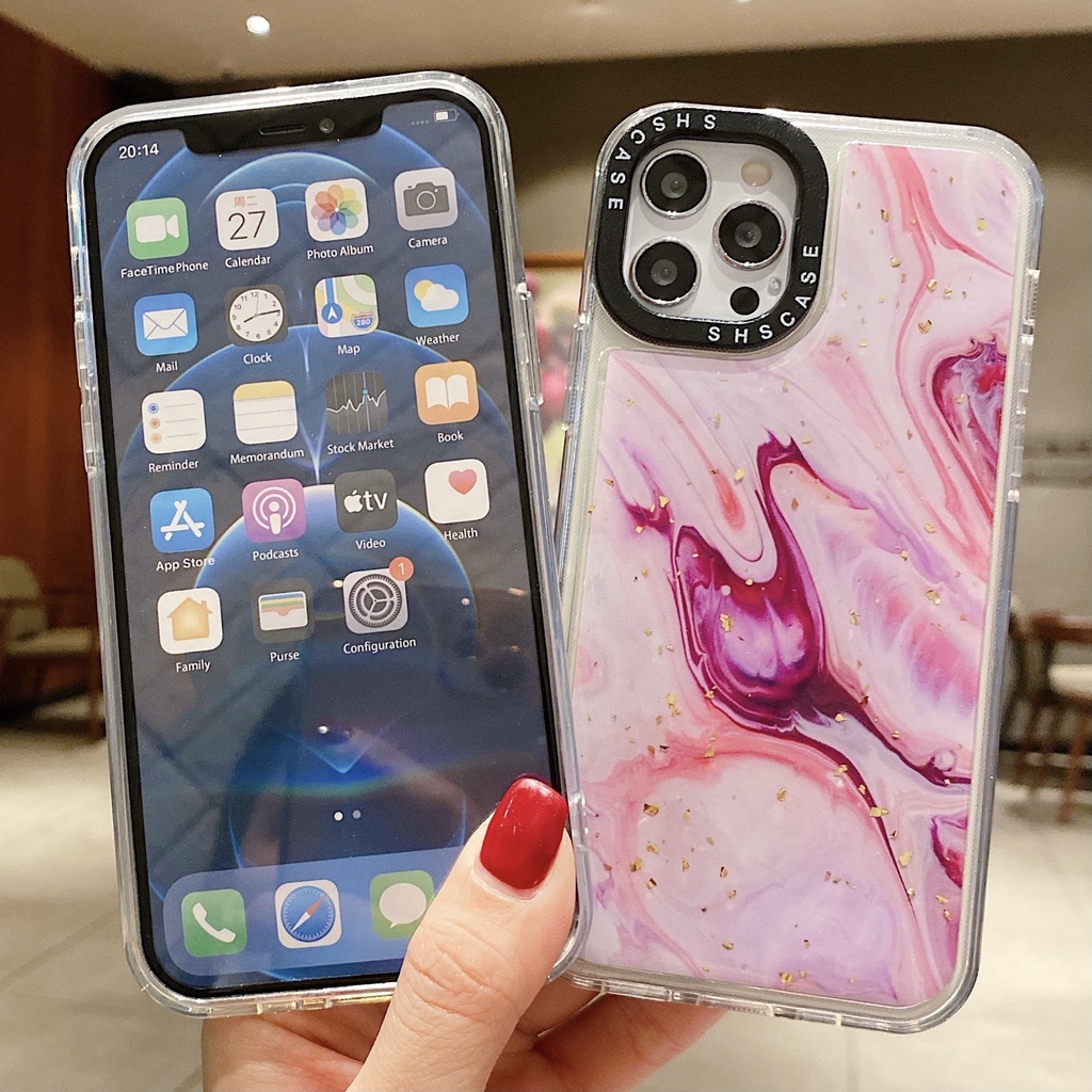 Case Pelindung Shockproof Motif Marmer Bening Untuk iphone 13 12 Pro Max X XR XS Max 6 7 8 Plus