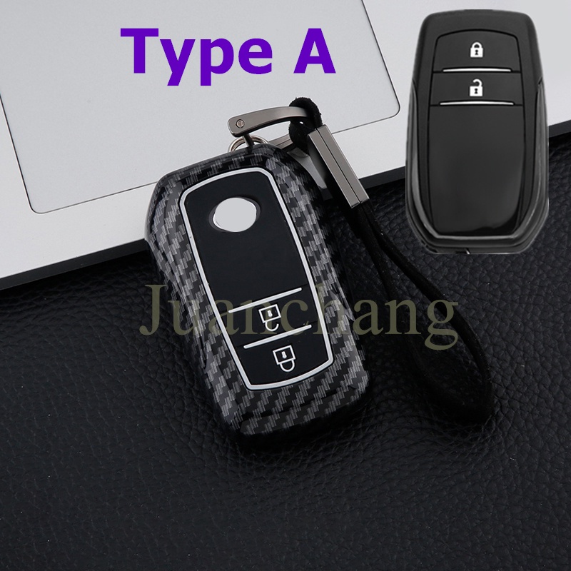 CAMRY Case Remote Kunci Mobil Bahan ABS Carbon fiber Untuk Toyota Corolla Rav4 Highlander Fortuner Hilux Land Cruiser Innova PRADO Rav4 Auris Avensis