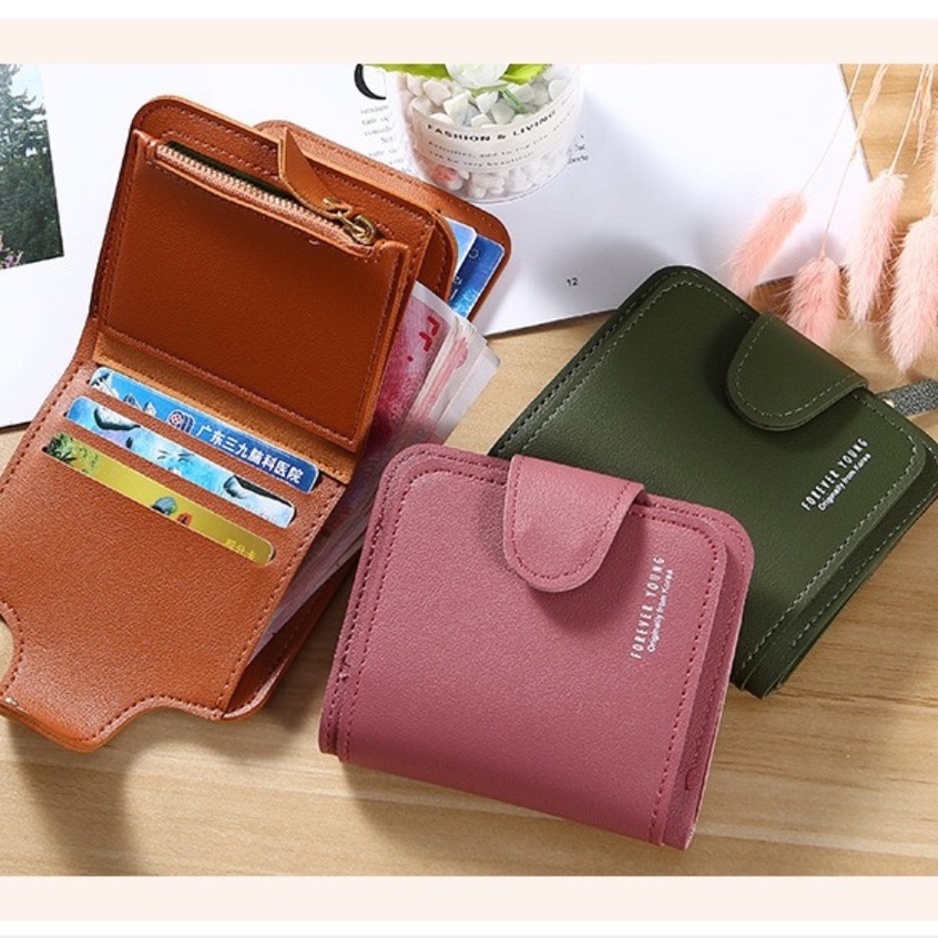 ONLYONE12 Dompet Wanita Kecil Bahan Kulit PU Leather Premium Forever / Dompet Uang Koin Kartu Banyak Slot / Dompet Kotak Wanita DW104