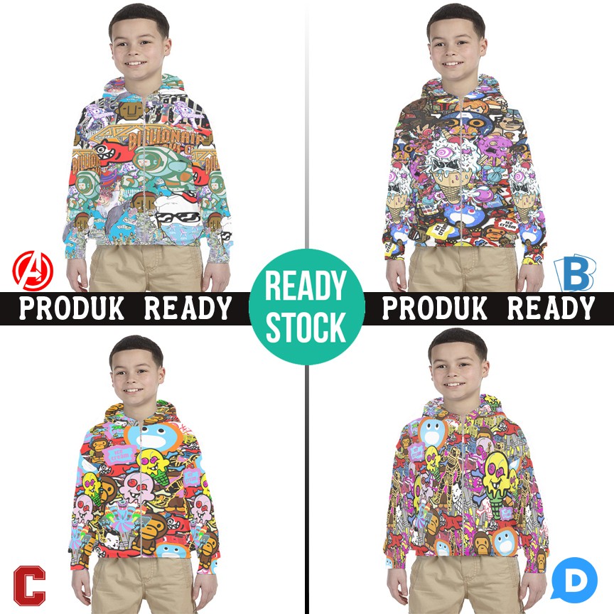 BBC Ice Cream Bape Hoodie Anak Hoodie Bahan Polyester Jersey