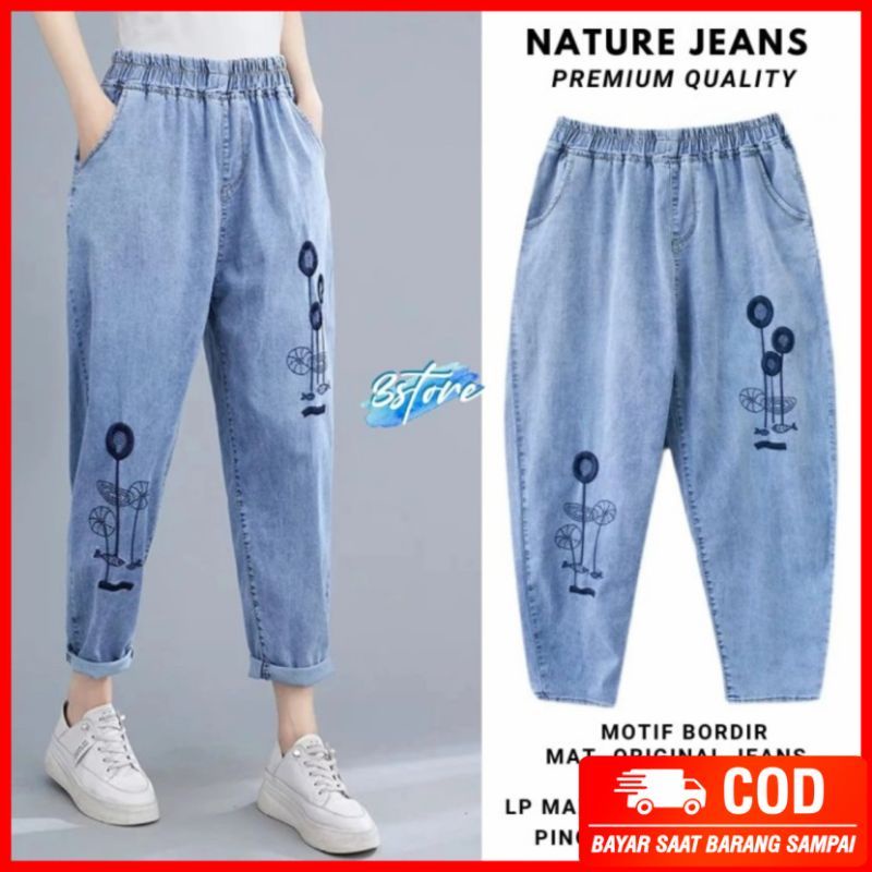 celana panjang jeans//celana boyfriend wanita//boyfriend bordir