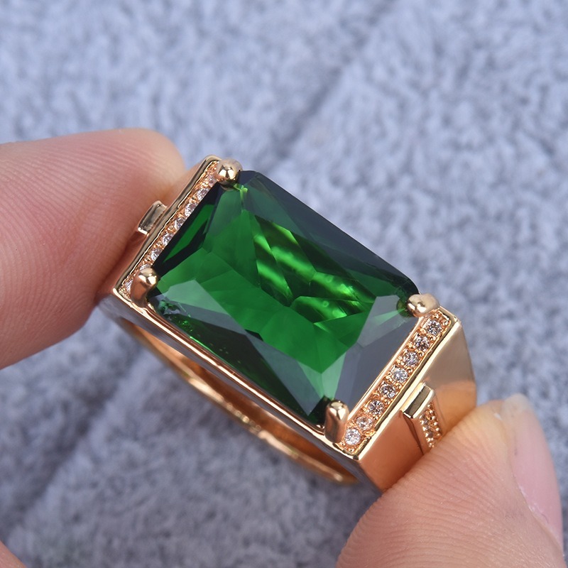 Gaya Baru Hias Emerald Alam Cincin 18K Emas Adjustable Pembukaan