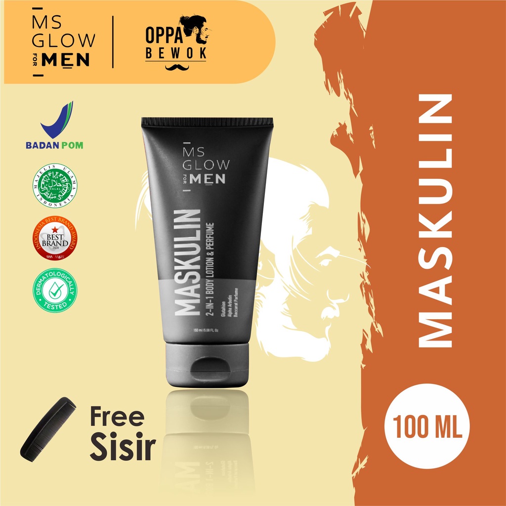 [ ORIGINAL ] MS GLOW MEN MASKULIN 2 in 1 BODY LOTION AND PARFUME SKINCARE PRIA GLOW UP