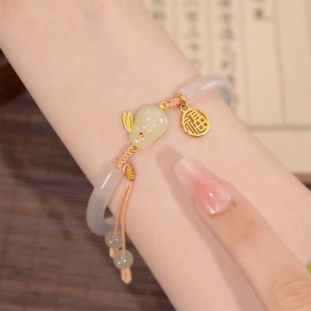 Rebuy Gelang Giok Imitasi Fashion Retro Hadiah Perhiasan Aksesoris Gadis Korea Wanita Bracelet