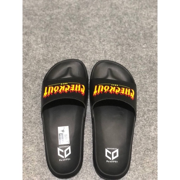 SANDAL SLIDE CHECKOUT WAVE PRIA WANITA