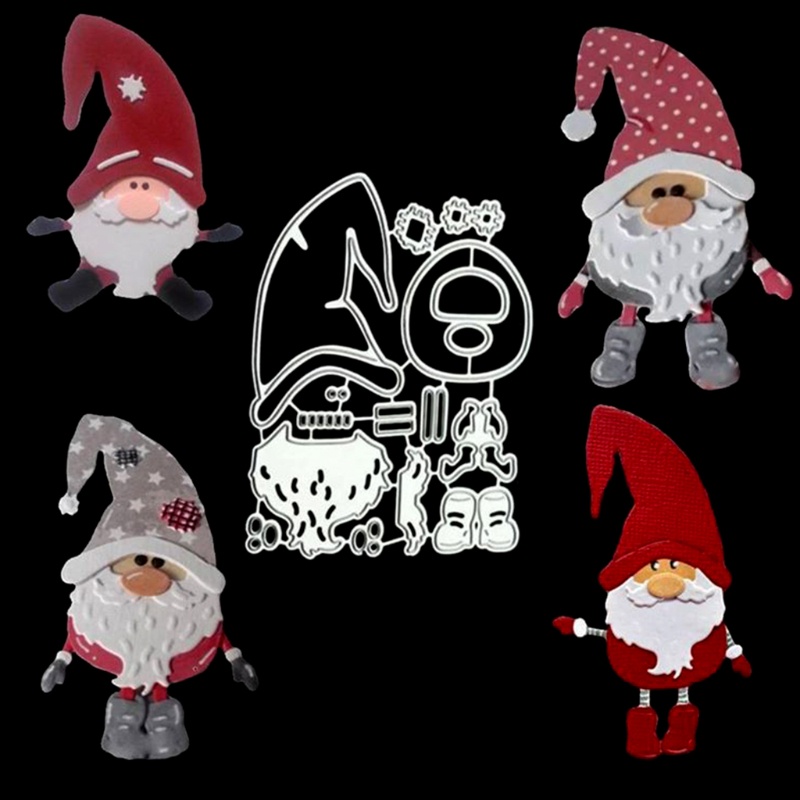 Cetakan Stensil Cutting Dies Motif Gnome Santa Bahan Metal Untuk Scrapbook / Craft DIY / Kartu