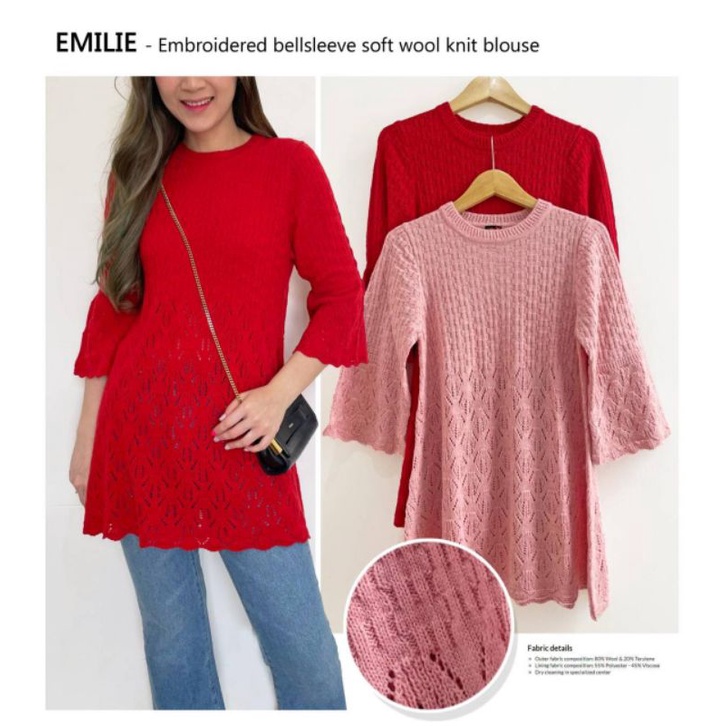 Ameli* knit Tunik (RED&amp;PINK)