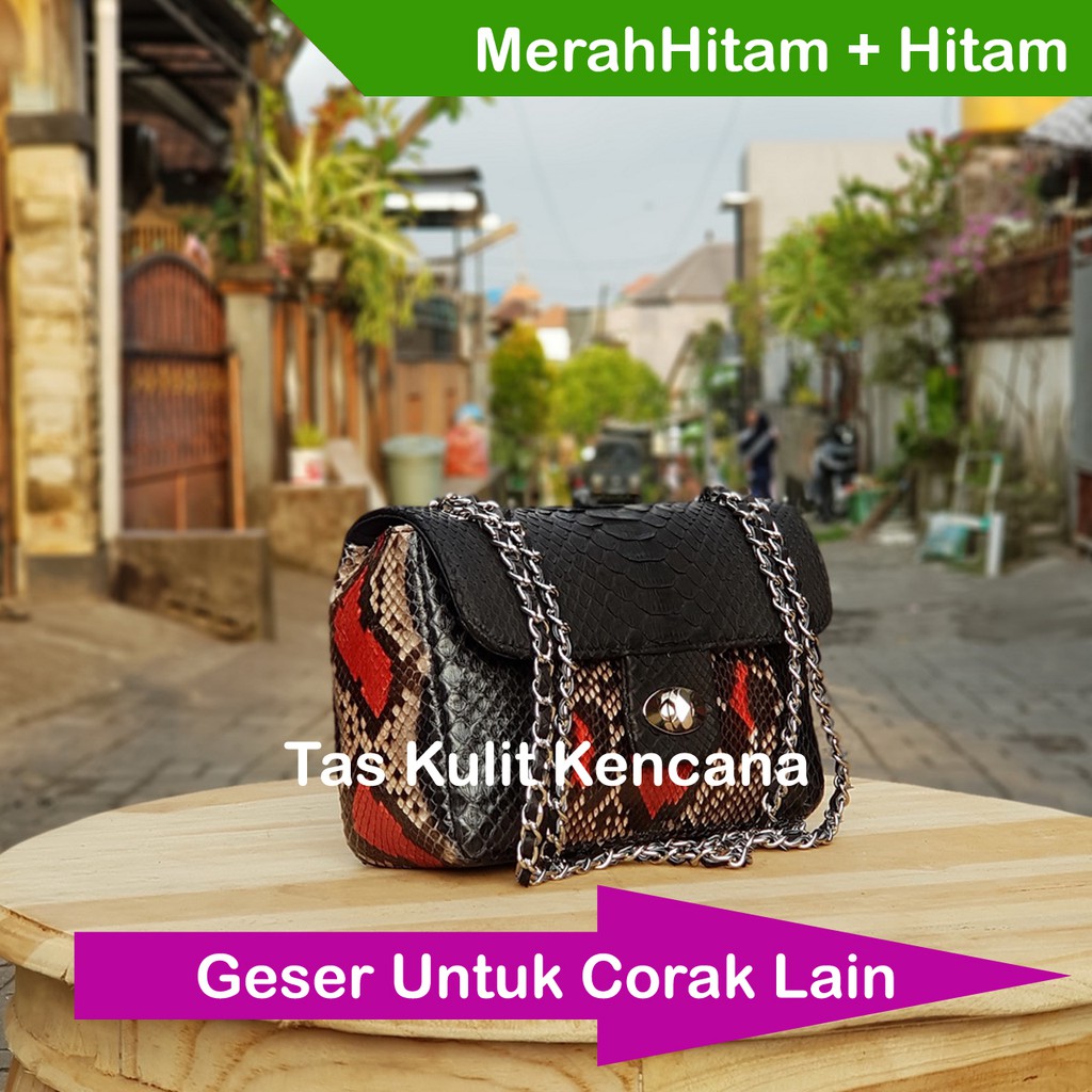 Slingbag Kulit Ular Elina Canol 23cm Handmade Asli Bali