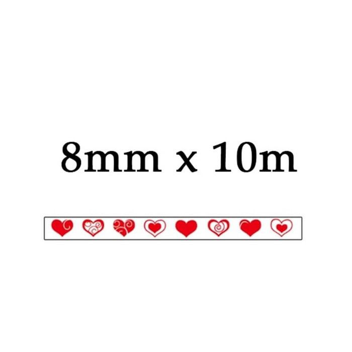 Japanese Washi Tape - Red Love Heart Pattern