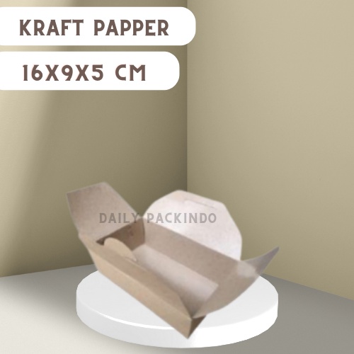 

(ISI 50 PCS) Box Makanan Kraft Papper Lunch Dll Ukuran 16X9X5 Cm Baru Murah